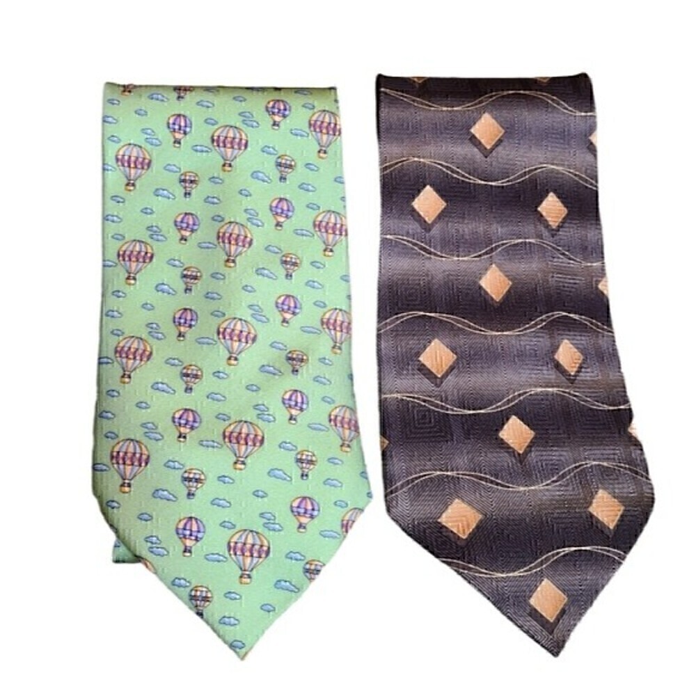 Joseph & Lyman Green Hot Air Ballon Silk Tie and Signorcelli Brown Pattern Tie